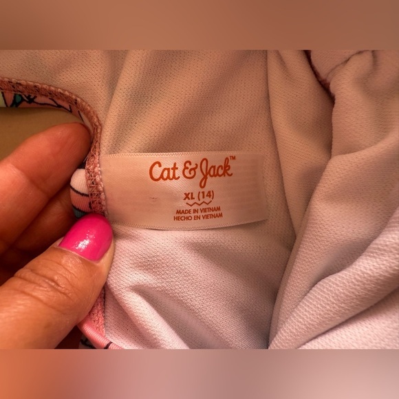 CAT & JACK Big Girls One Piece Floral Print Pink Swimwear | XL (14) - Picture 9 of 10